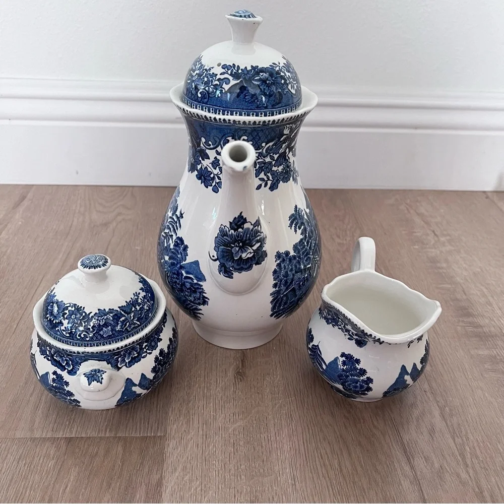 Enoch Wedgwood - Avon Cottage Tea Set Coffee Tea Pot Creamer Sugar Bowl VTG RARE